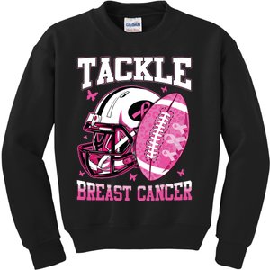 Tackle Breast Cancer Awareness Pink Ribbon Football Boy Kids Kids Sweatshirt