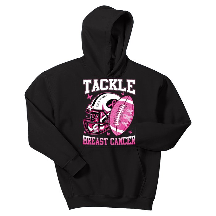 Tackle Breast Cancer Awareness Pink Ribbon Football Boy Kids Kids Hoodie