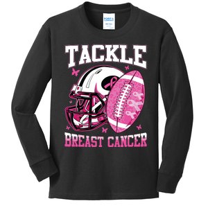 Tackle Breast Cancer Awareness Pink Ribbon Football Boy Kids Kids Long Sleeve Shirt