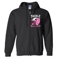 Tackle Breast Cancer Awareness Pink Ribbon Football Boy Kids Full Zip Hoodie