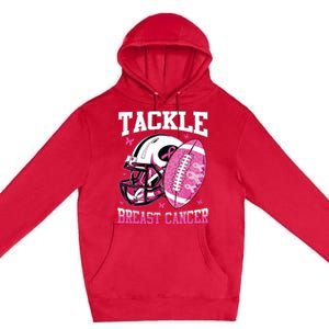 Tackle Breast Cancer Awareness Pink Ribbon Football Boy Kids Premium Pullover Hoodie