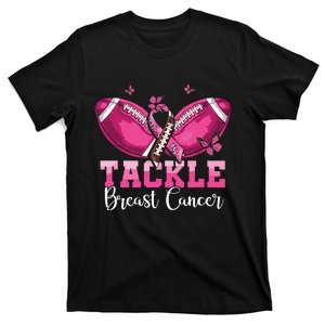 Tackle Breast Cancer Warrior Football Pink Ribbon Boy Teens T-Shirt