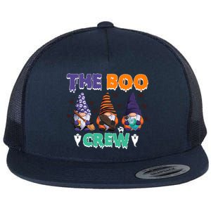 The Boo Crew Gnomes Gnome Halloween Pumpkin Gift Flat Bill Trucker Hat