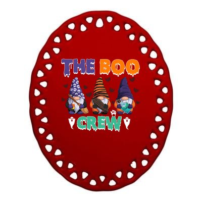 The Boo Crew Gnomes Gnome Halloween Pumpkin Gift Ceramic Oval Ornament