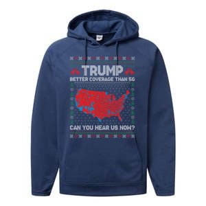 Trump Better Coverage Than 5g Ugly Christmas Funny Gift Performance Fleece Hoodie