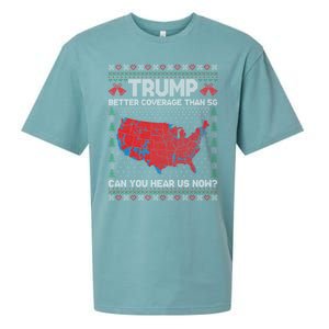 Trump Better Coverage Than 5g Ugly Christmas Funny Gift Sueded Cloud Jersey T-Shirt