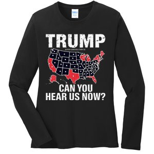 Trump Better Coverage Than 5g Can You Hear Us Now Usa Map Ladies Long Sleeve Shirt