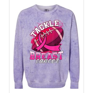 Tackle Breast Cancer Awareness Pink Ribbon Football Boy Kid Colorblast Crewneck Sweatshirt