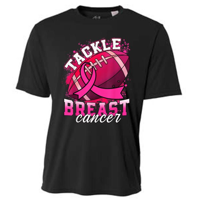 Tackle Breast Cancer Awareness Pink Ribbon Football Boy Kid Cooling Performance Crew T-Shirt