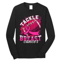 Tackle Breast Cancer Awareness Pink Ribbon Football Boy Kid Long Sleeve Shirt