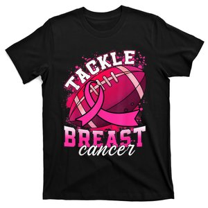 Tackle Breast Cancer Awareness Pink Ribbon Football Boy Kid T-Shirt