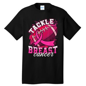 Tackle Breast Cancer Awareness Pink Ribbon Football Boy Kid Tall T-Shirt