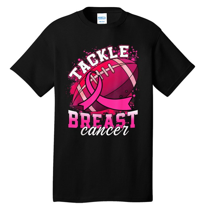 Tackle Breast Cancer Awareness Pink Ribbon Football Boy Kid Tall T-Shirt