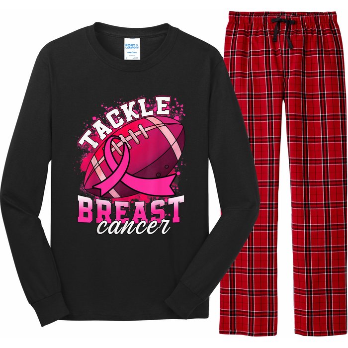 Tackle Breast Cancer Awareness Pink Ribbon Football Boy Kid Long Sleeve Pajama Set