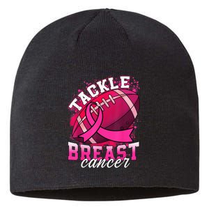 Tackle Breast Cancer Awareness Pink Ribbon Football Boy Kid Sustainable Beanie