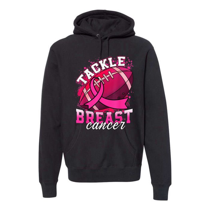 Tackle Breast Cancer Awareness Pink Ribbon Football Boy Kid Premium Hoodie