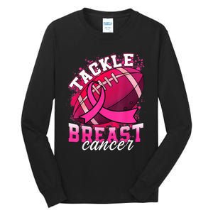 Tackle Breast Cancer Awareness Pink Ribbon Football Boy Kid Tall Long Sleeve T-Shirt