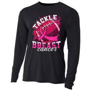 Tackle Breast Cancer Awareness Pink Ribbon Football Boy Kid Cooling Performance Long Sleeve Crew