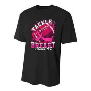 Tackle Breast Cancer Awareness Pink Ribbon Football Boy Kid Youth Performance Sprint T-Shirt