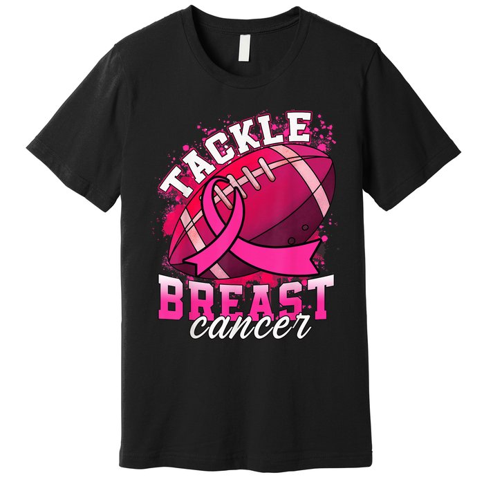 Tackle Breast Cancer Awareness Pink Ribbon Football Boy Kid Premium T-Shirt