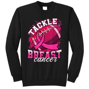 Tackle Breast Cancer Awareness Pink Ribbon Football Boy Kid Tall Sweatshirt