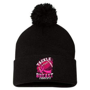 Tackle Breast Cancer Awareness Pink Ribbon Football Boy Kid Pom Pom 12in Knit Beanie