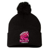 Tackle Breast Cancer Awareness Pink Ribbon Football Boy Kid Pom Pom 12in Knit Beanie