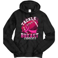 Tackle Breast Cancer Awareness Pink Ribbon Football Boy Kid Tie Dye Hoodie