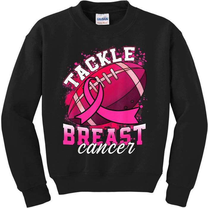 Tackle Breast Cancer Awareness Pink Ribbon Football Boy Kid Kids Sweatshirt