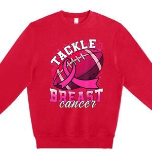 Tackle Breast Cancer Awareness Pink Ribbon Football Boy Kid Premium Crewneck Sweatshirt