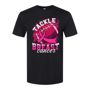 Tackle Breast Cancer Awareness Pink Ribbon Football Boy Kid Softstyle CVC T-Shirt