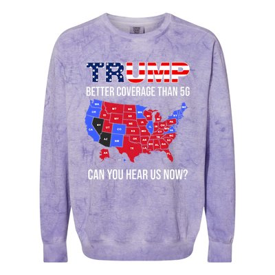 Trump Better Coverage Than 5g Can You Hear Us Now Usa Map Colorblast Crewneck Sweatshirt