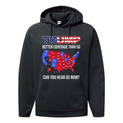 Trump Better Coverage Than 5g Can You Hear Us Now Usa Map Performance Fleece Hoodie