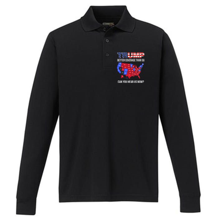 Trump Better Coverage Than 5g Can You Hear Us Now Usa Map Performance Long Sleeve Polo