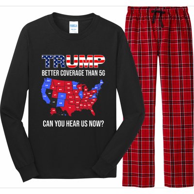 Trump Better Coverage Than 5g Can You Hear Us Now Usa Map Long Sleeve Pajama Set