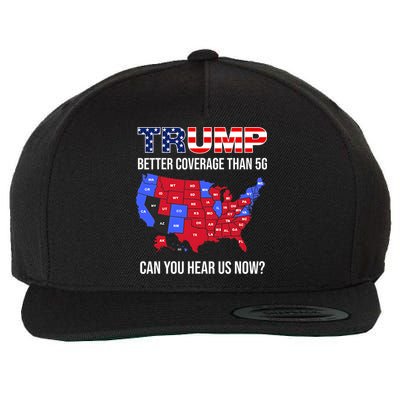 Trump Better Coverage Than 5g Can You Hear Us Now Usa Map Wool Snapback Cap
