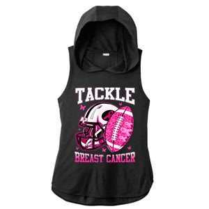 Tackle Breast Cancer Awareness Pink Ribbon Football Kids Ladies PosiCharge Tri-Blend Wicking Draft Hoodie Tank