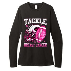 Tackle Breast Cancer Awareness Pink Ribbon Football Kids Womens CVC Long Sleeve Shirt