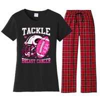 Tackle Breast Cancer Awareness Pink Ribbon Football Kids Women's Flannel Pajama Set