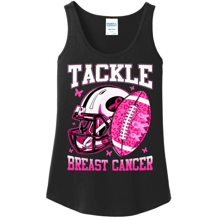 Tackle Breast Cancer Awareness Pink Ribbon Football Kids Ladies Essential Tank