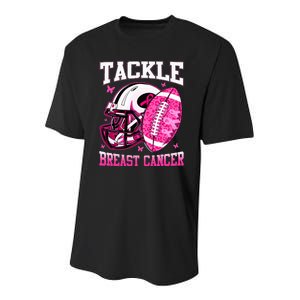 Tackle Breast Cancer Awareness Pink Ribbon Football Kids Youth Performance Sprint T-Shirt