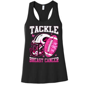 Tackle Breast Cancer Awareness Pink Ribbon Football Kids Women's Racerback Tank