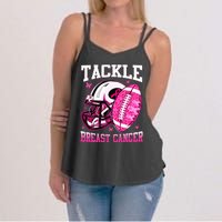 Tackle Breast Cancer Awareness Pink Ribbon Football Kids Women's Strappy Tank