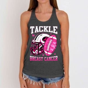 Tackle Breast Cancer Awareness Pink Ribbon Football Kids Women's Knotted Racerback Tank