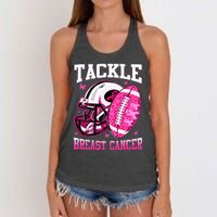 Tackle Breast Cancer Awareness Pink Ribbon Football Kids Women's Knotted Racerback Tank