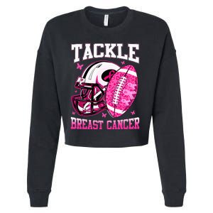 Tackle Breast Cancer Awareness Pink Ribbon Football Kids Cropped Pullover Crew