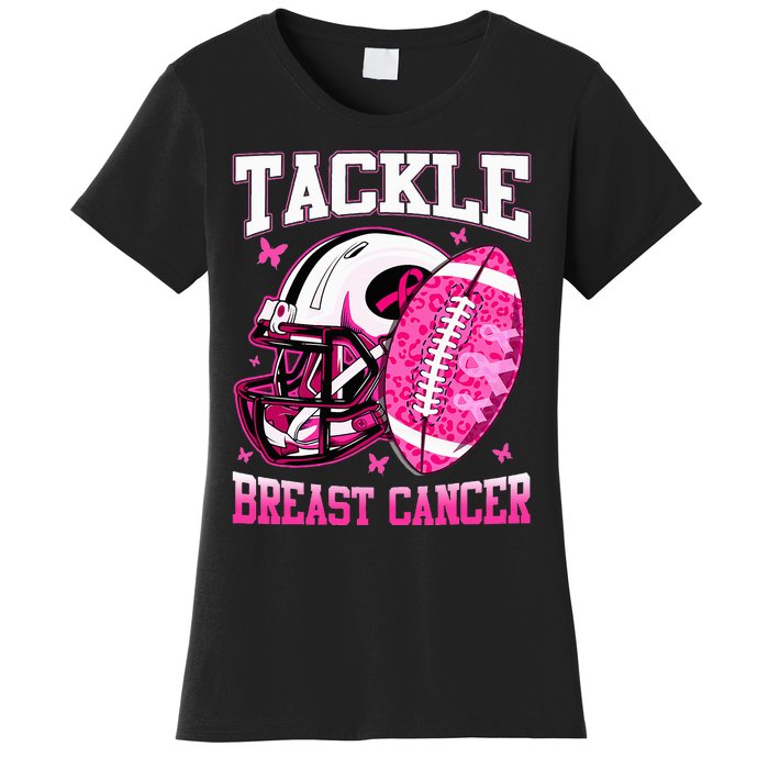 Tackle Breast Cancer Awareness Pink Ribbon Football Kids Women's T-Shirt