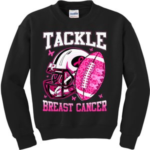 Tackle Breast Cancer Awareness Pink Ribbon Football Kids Kids Sweatshirt