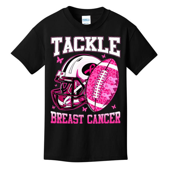 Tackle Breast Cancer Awareness Pink Ribbon Football Kids Kids T-Shirt