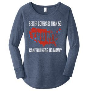 Trump Better Coverage Than 5g Can You Hear Us Now Usa Map Women's Perfect Tri Tunic Long Sleeve Shirt